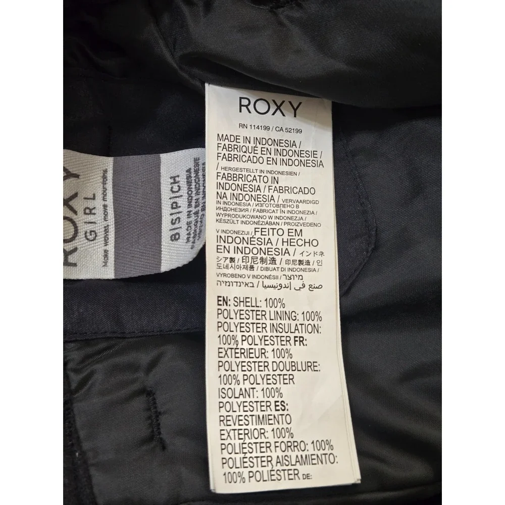 Roxy Backyard Snow Pant Girls Size 8 Black NWT